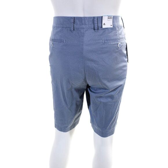 Brax Feel Good Mens Bozen Crosshatch Print Flat Front Chino Shorts Blue Size 40 - Picture 3 of 6